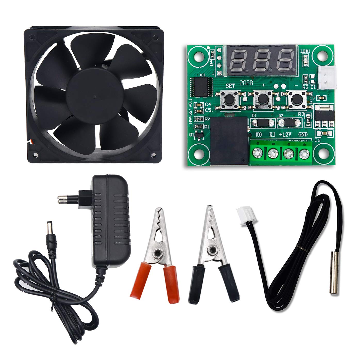 Electronic Spices Combo of W1209 50~100 digital temperature controller thermostat with 3inch fan + 12v 1amp adapter + alligator clip (B08RDVK68Q) Amazon Price History, Amazon Price Tracker