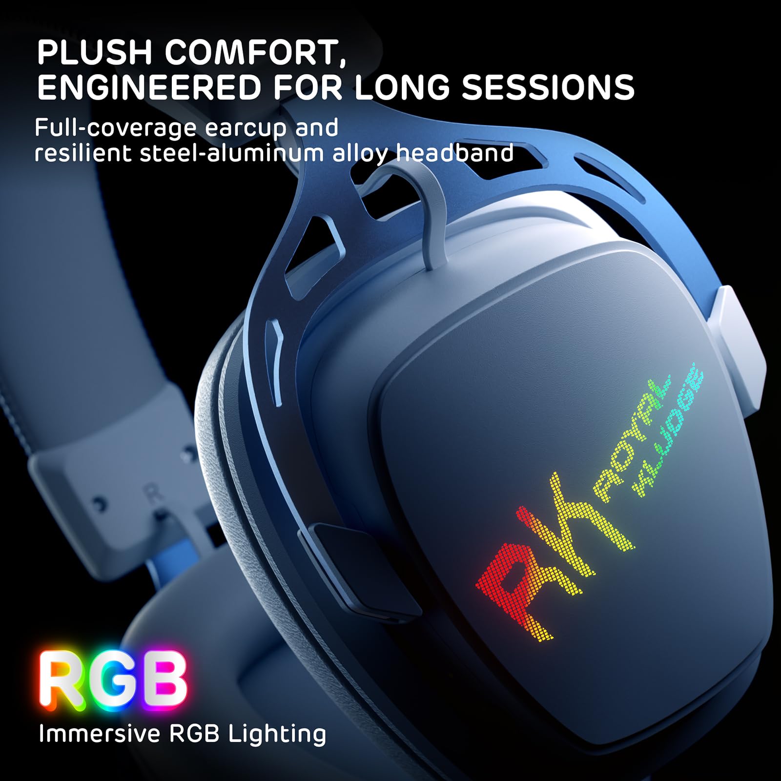 RK ROYAL KLUDGE HG103 - Auriculares para juegos, 2.4 GHz/BT/con cable, color blanco