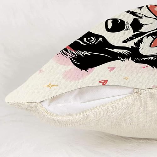 Miniatura 6 de GAGEC Fundas de almohada para el día de San Valentín de 18 x 18 pulgadas, diseño de perro Pitbull, funda de cojín con corazones de amor, decoración