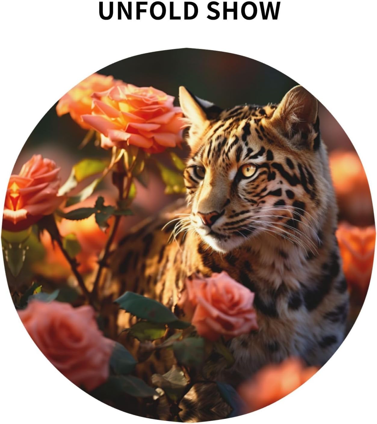 Leopard Rose Print Wrinkle Free Dining Table Cover for Birthday Party Farmhouse Tablecloths Up to 60 x 60 Inches