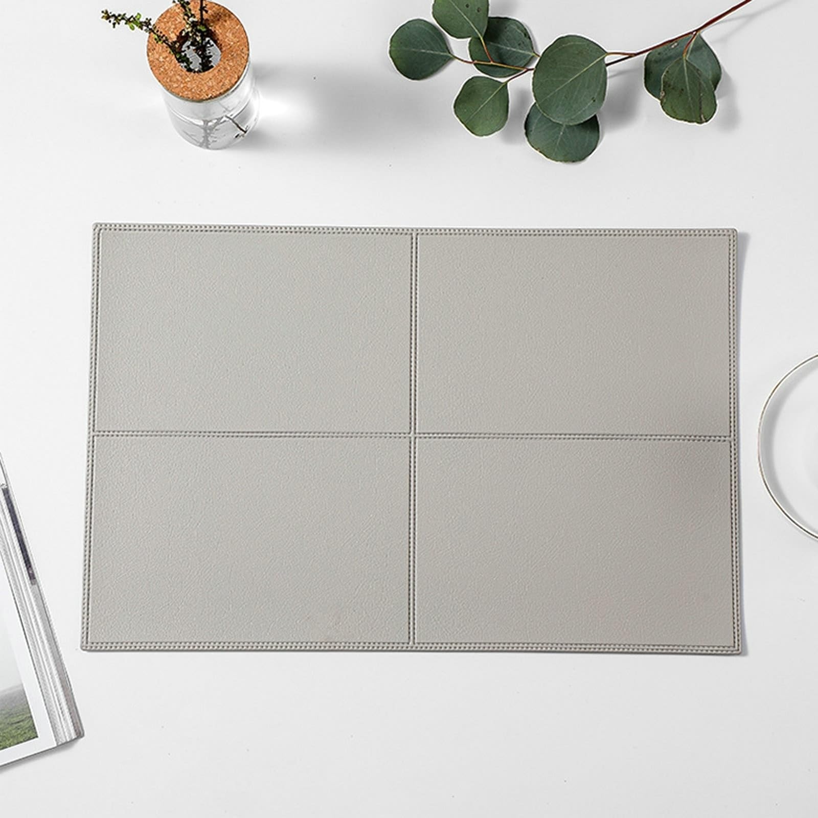 Placemat Juego de 6 manteles individuales rectangulares grises, monocolor, 45 x 30 cm, para cocina y comedor