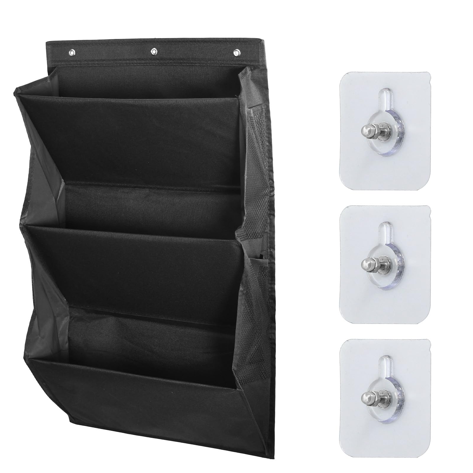rangement chaussure mural avec 3 grands compartiments et 4 poches en filet, porte chaussures mural de rangement pour porte de camping-car, gain de place (noir)