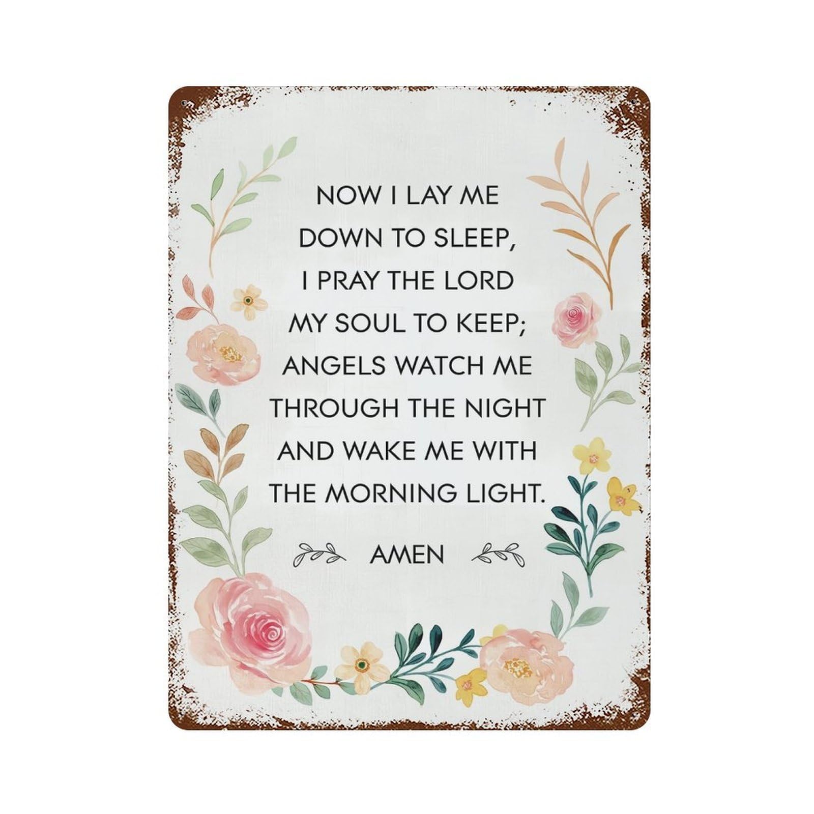 xiaoxiaoshen Bedtime Prayer Motivational Wall Decor Art Metal Tin Poster Modern Home Decor Art Home Bar Shop Decorations Vintage Sign 40x30cm