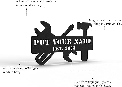 Miniatura 19 de Personalized Metal Garage Sign - Custom Garage Signs for Men, Metal Dad's Garage Signs, Mechanic Workshop Signs Wall Decor, Custom Garage Signs