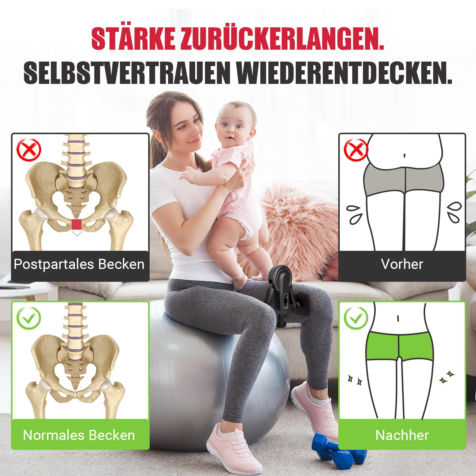 Oberschenkeltrainer, 10-100 lbs Beintrainer für Zuhause mit Widerstandsbändern & Trainingsposter, Multifunktionaler Beckenbodentrainer für Frauen & Männer, Adduktoren & Abduktoren Trainingsgerät