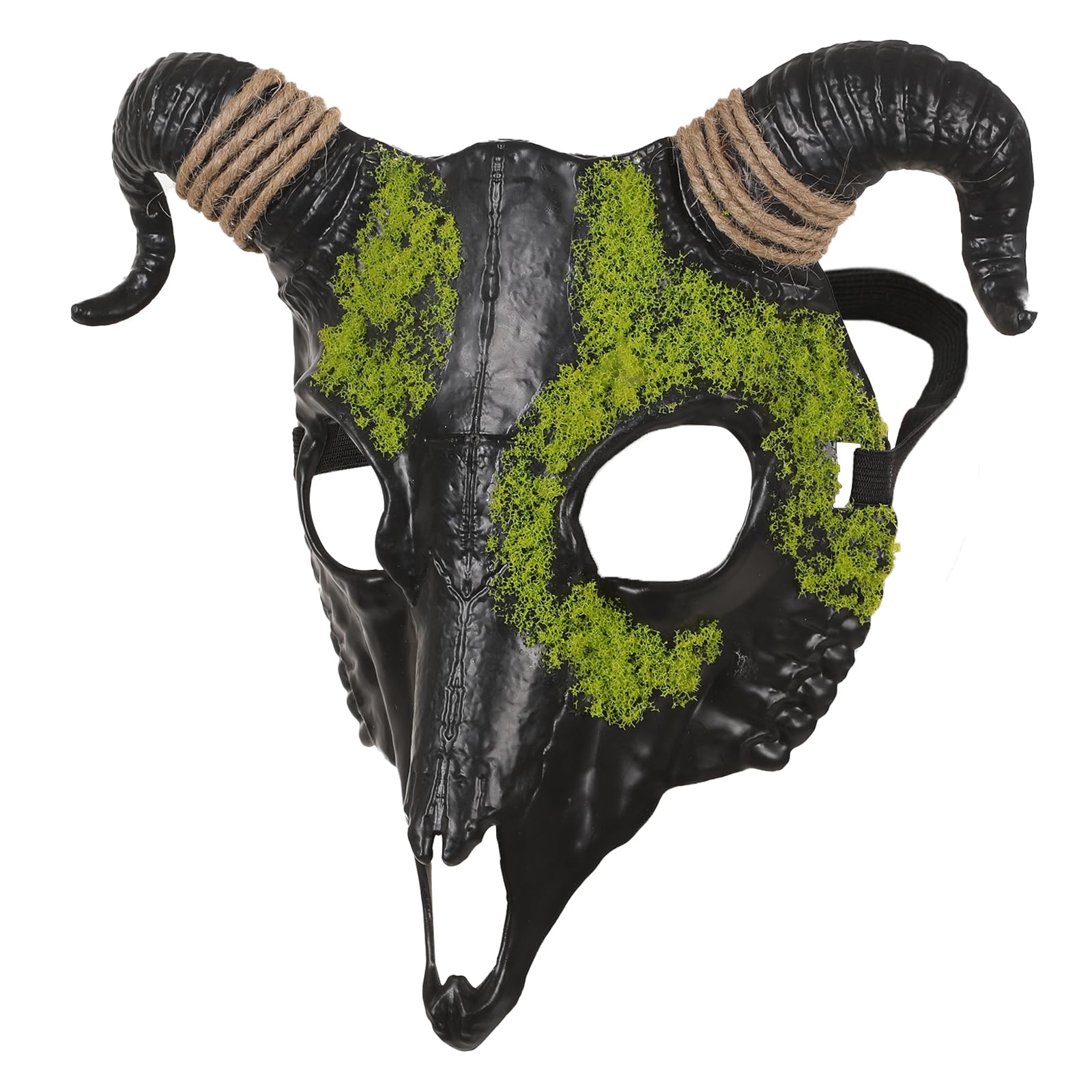 Goat Skull Mask Animal Scary Skull Ram Devil Horns Demon Evil Half Face Prop for Cosplay Halloween Party Masquerade Decor(Green) - Image 2