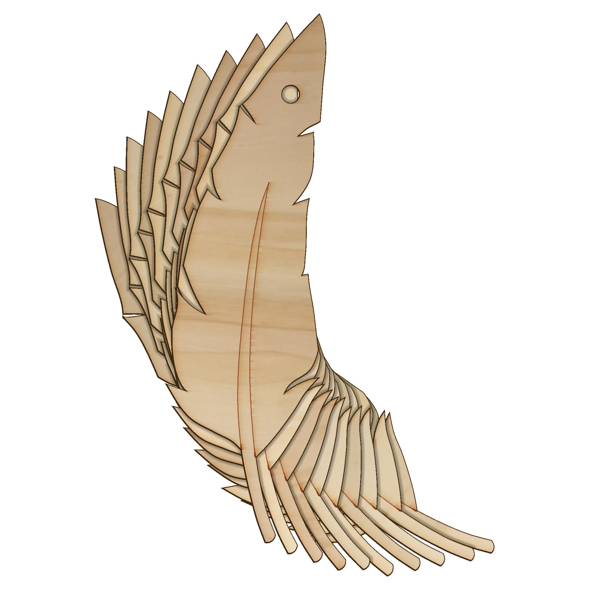 10x Wooden Birds Feathers Light Craft Shape 3mm Ply Wildlife(10 x 3cm,Hole Top Centre)