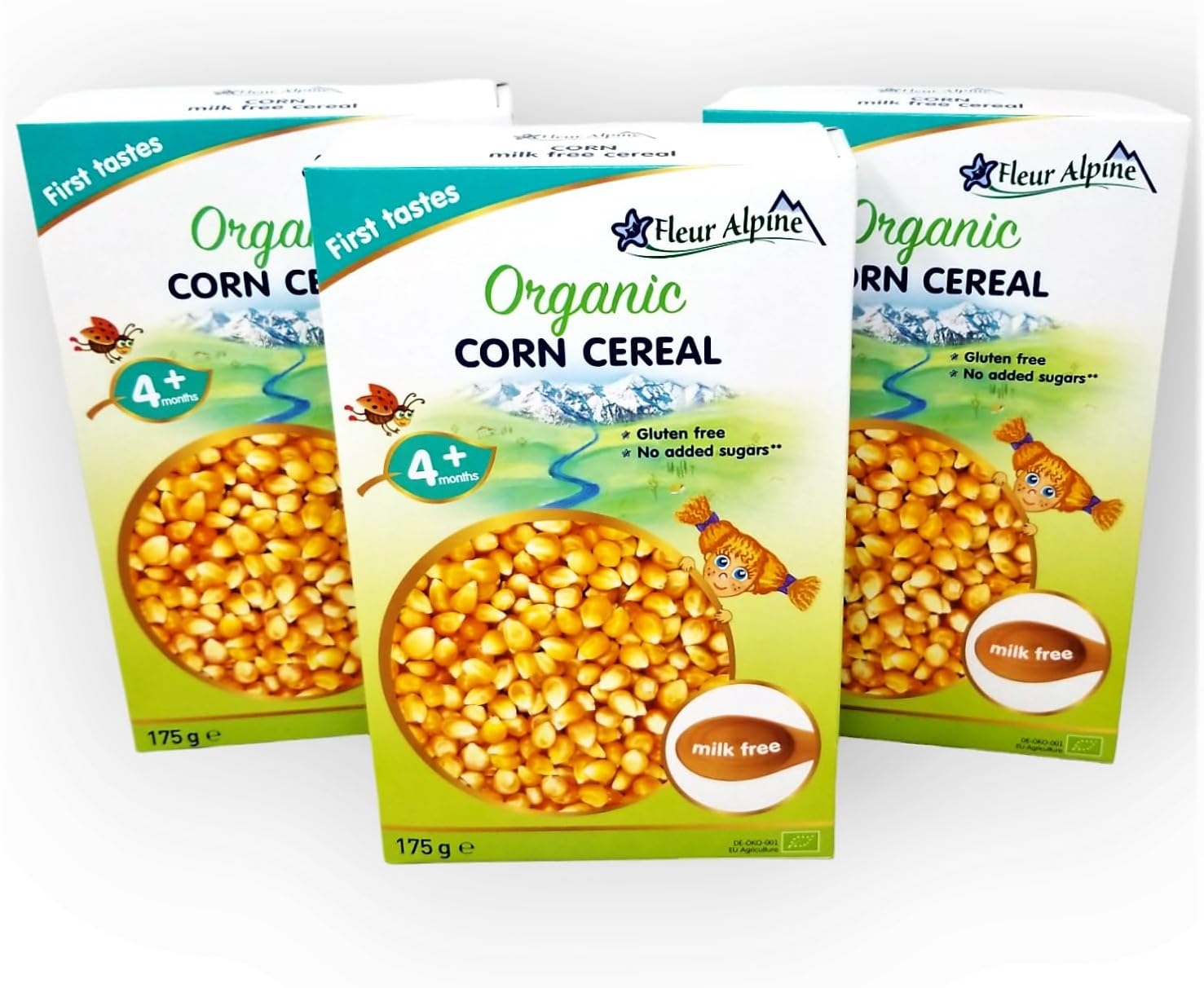 Fleur Alpine Corn Cereal - 175g - for Babies from 5 months - From Germany - New Packaging - Pack of 3