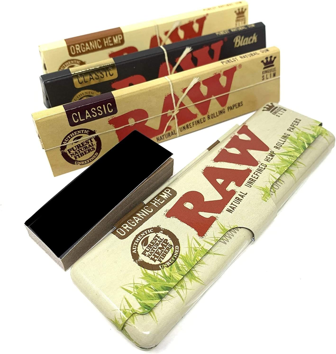 Reds tips RAW Organic Metal Paper Case with Rolling Papers and Tips