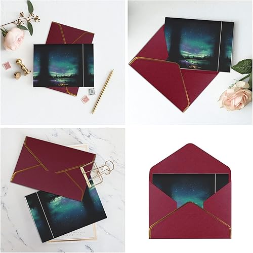 Miniatura 7 de MQGMZ Celestial Night Sky Print Tarjetas de agradecimiento con sobres, tarjeta de felicitación de papel perla en blanco clásico