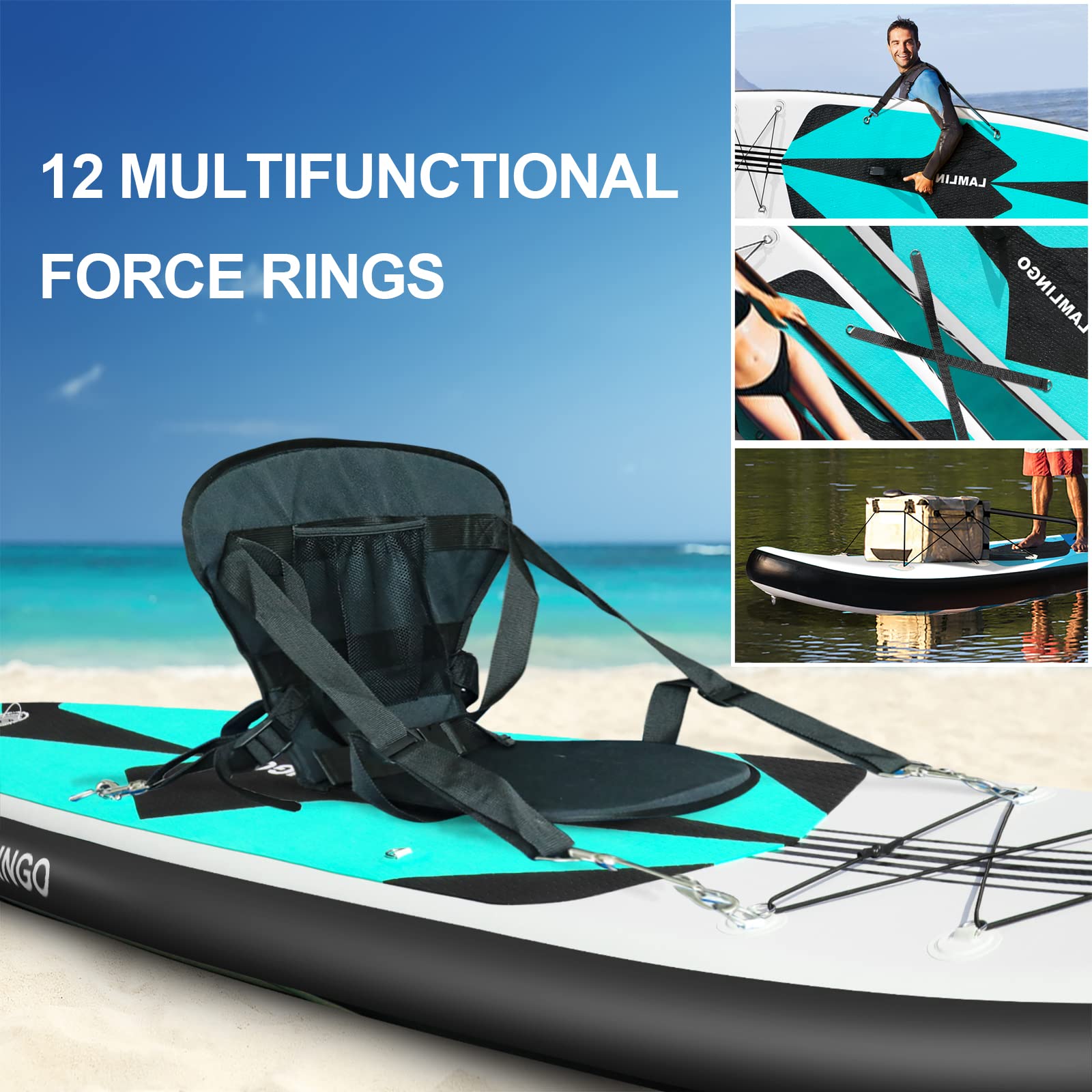rolimate 320×82×16cm Máx. 200 KG Tabla Paddle Surf Hinchable de Remo Inflable de pie, con Todos los Accesorios de Sup Adecuado para Todos los Niveles, Bombas Doble acción