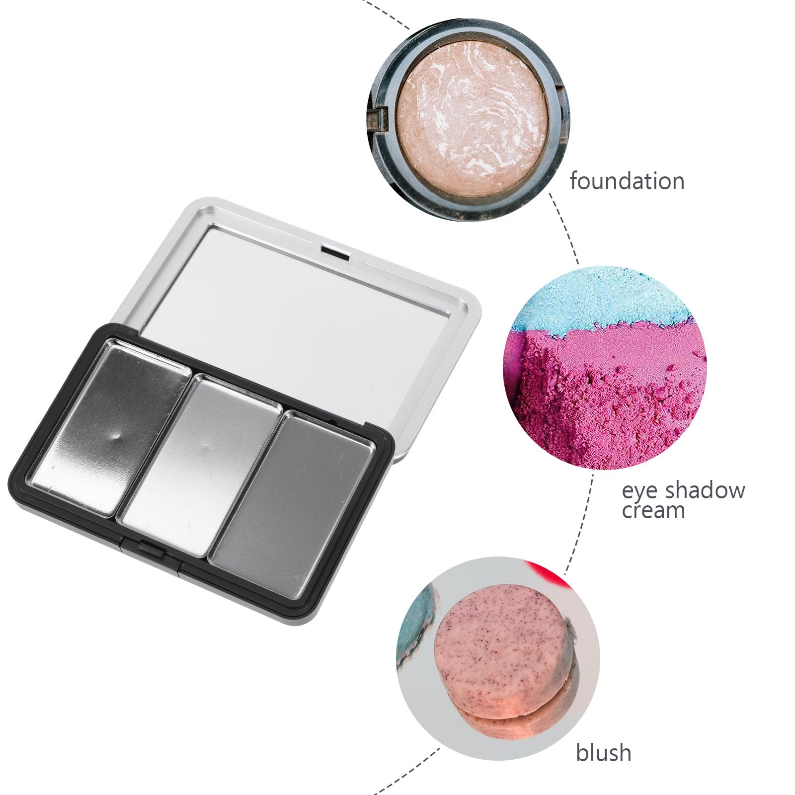 Paleta de sombras de ojos vacía: paleta de maquillaje magnética recargable con espejo para sombra de ojos en polvo, rubor, lápiz labial, resaltado - tamaño de viaje compacto 3