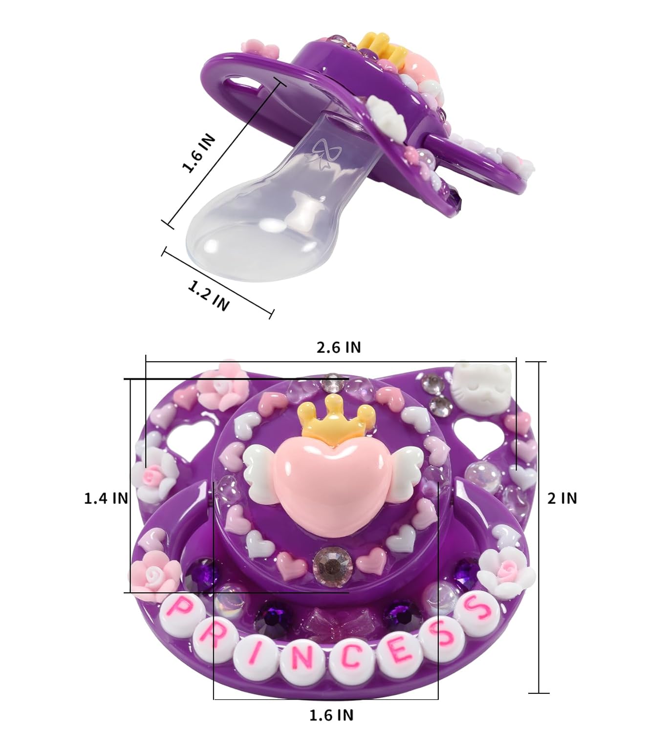 CutiePlusU Large Sized Pacifier Dummy Big Shield DIY Handmade Darkpurple