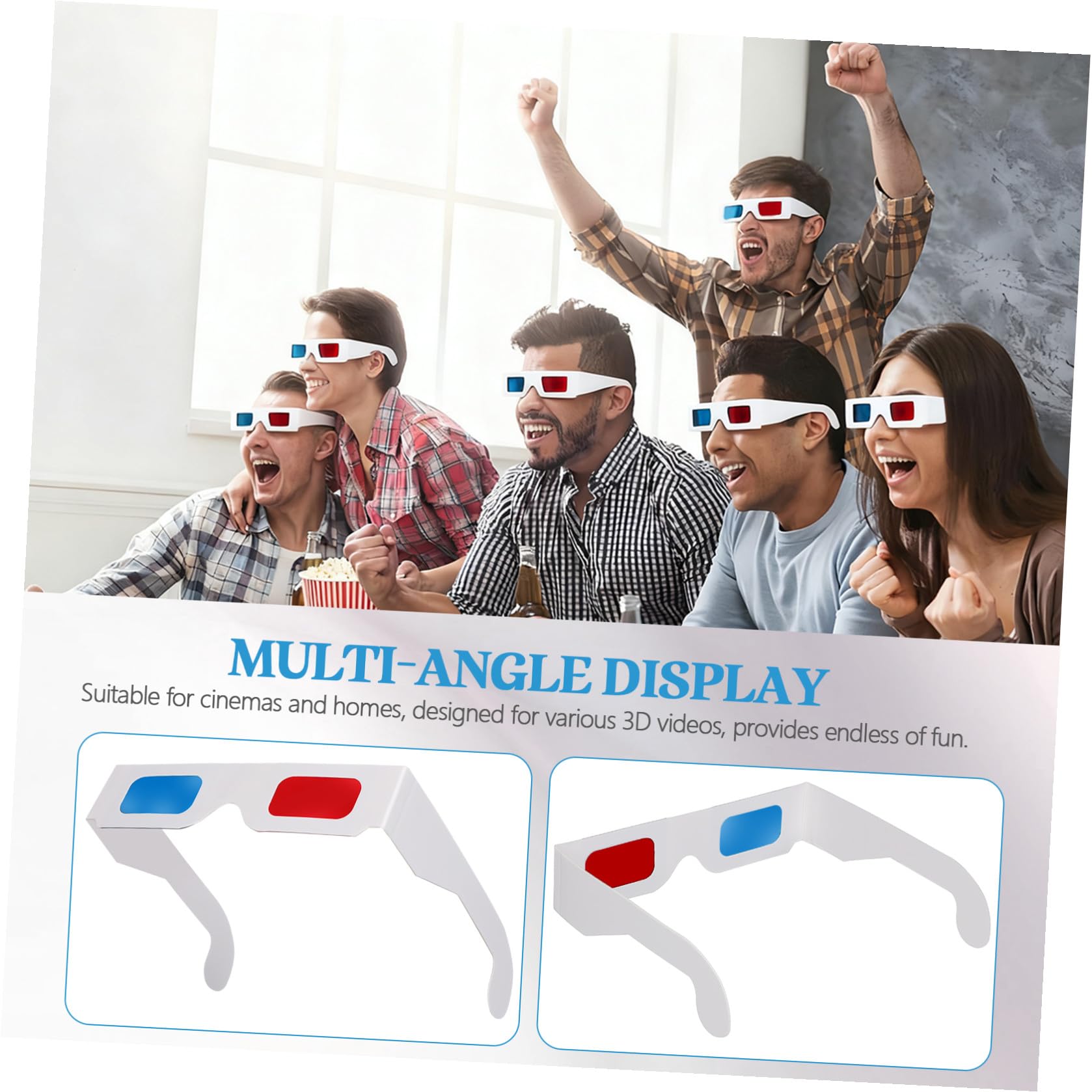DOITOOL Occhiali Anaglifi 3d in Cartone Bianco, 100 Pezzi, Leggeri, per Cinema e Film Esperienza Visiva Spettacolare per Adulti e Ragazzo Ragazza