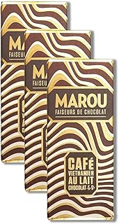 Marou Origin Plus Ca Phe Sua (Vietnamese Coffee) Milk Chocolate 44% Cacao Dark Chocolate 3-Pack | Vietnam Single Origin, Dairy Free, Gluten Free, Soy Free | 3 x 25g Bar