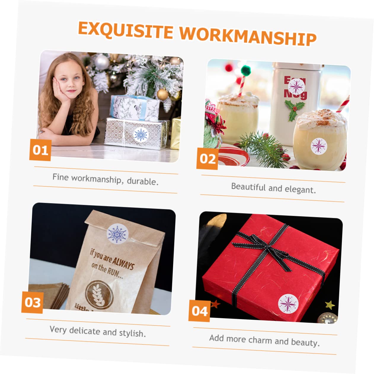 Lurrose Confezione Da 15 Etichetta Adesivo Decorativo Per Buste Adesivi Aziendali Con Fiocco Di Neve Adesivo a Tema Natalizio Buon Natale Adesivi Carta Autoadesiva in Lastra Di Rame