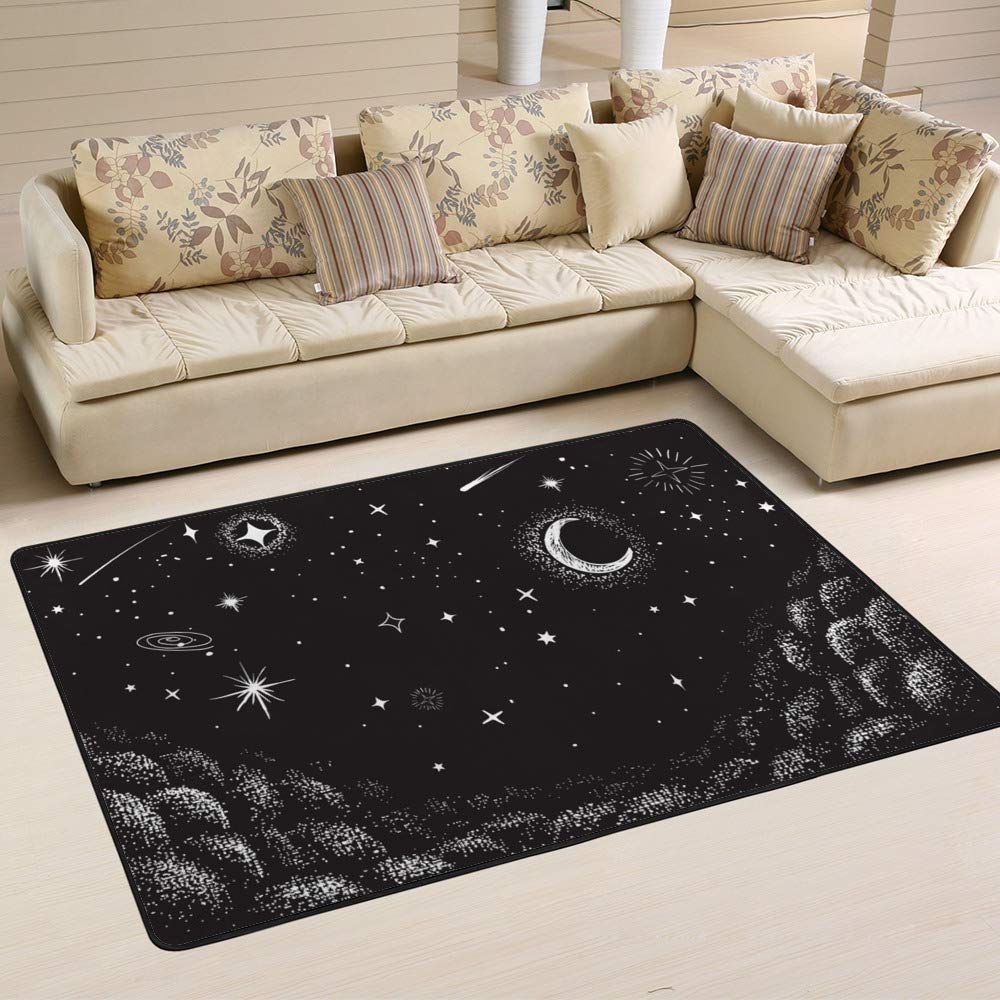 Tapis de nuit étoilé grand tapis de salon en velours corail facile à nettoyer