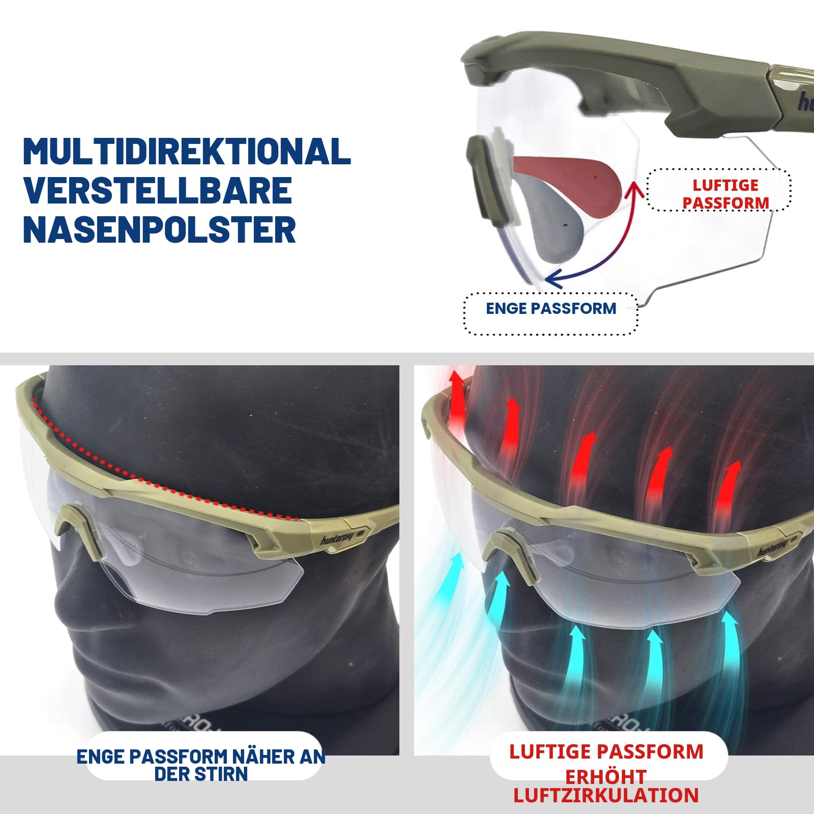 HTS HUNTERSKY Ballistische Taktische Schutzbrille mit Aufprallschutz Antibeschlag Militärqualität geeignet für Schießsport Airsoft.