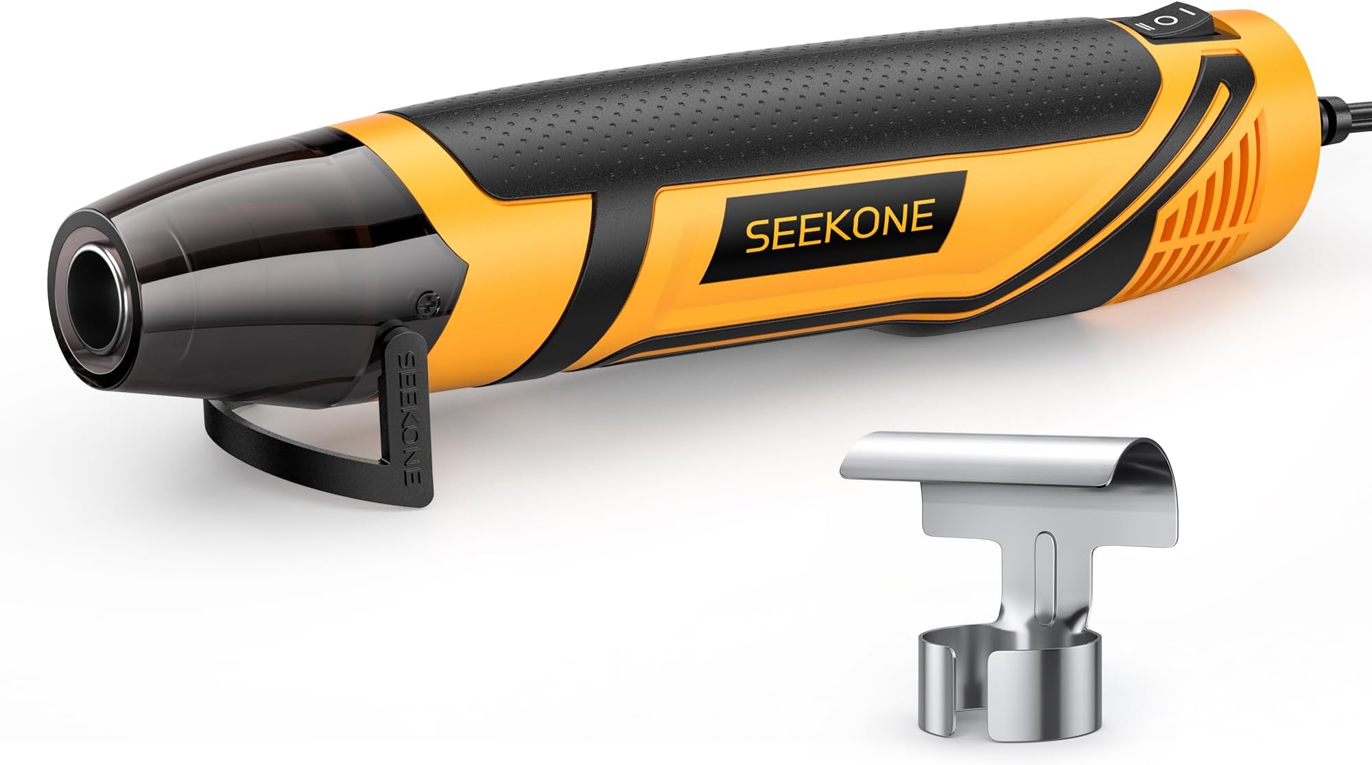 SEEKONE Mini Heat Gun 2 Temperature 260℃/450℃, 350W Handheld Hot Air Gun Tool 1.5S Fast Heating with Overload Protection, Non-Slip Rubber Body, Nozzle for Craft Embossing, Shrink Wrapping