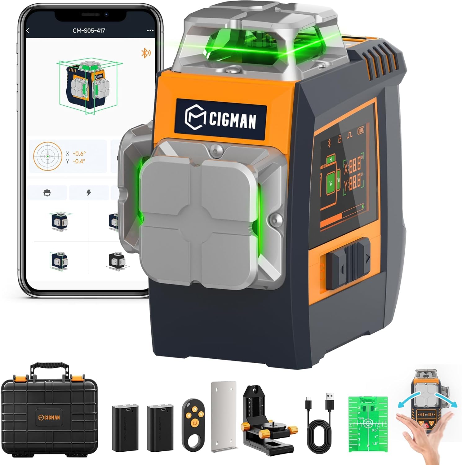 Amazon | CIGMAN 4制御方式レーザー墨出し器 手勢/ボタン/リモコン 