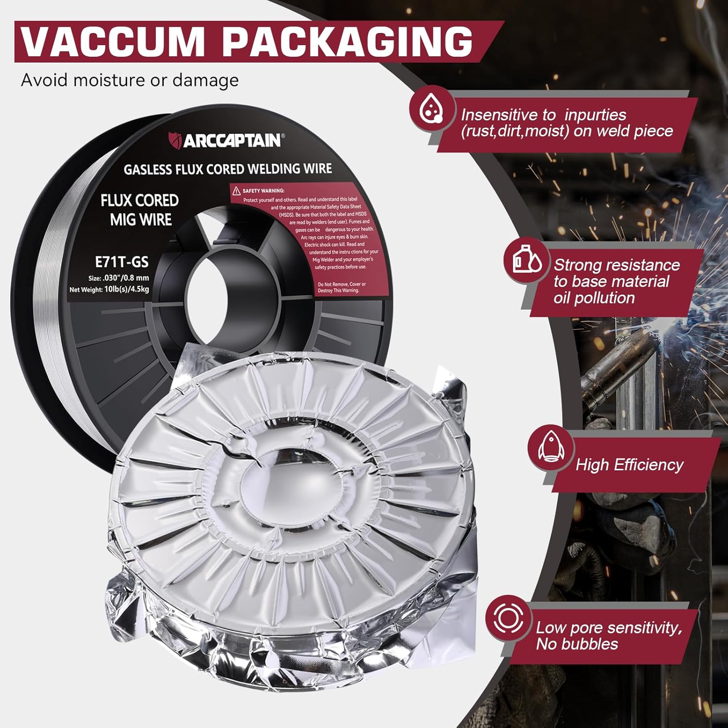 ARCCAPTAIN 10Lb Flux Core Welding Wire .030 &10Lb Mig Solid Wire 0.030