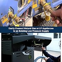 Vista 7 de ATKKE Manguera de parrilla de gas natural ID de 38 pulgadas con accesorios de conexión rápida, manguera de GLP de baja presión para Weber