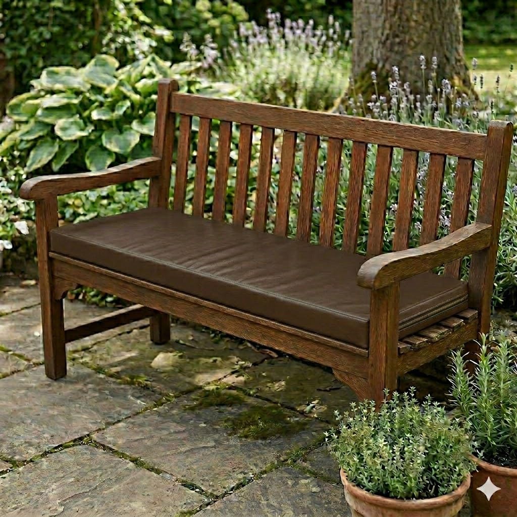Goldstar Beddings Premium Garden Bench Cushion - 2 Seater Foam Seat Pad for Indoor/Outdoor Use (Brown, 2 Seater 16 x 42 x 2)