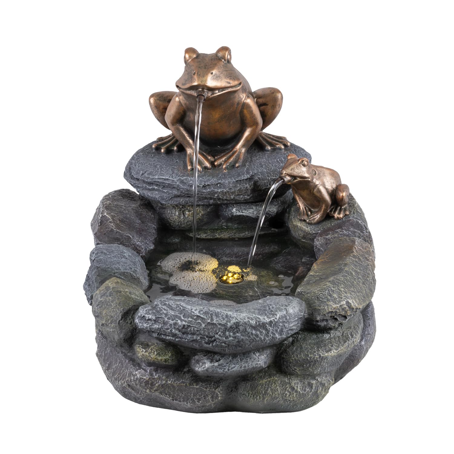 Springbrunnen mit LED-Licht 230V 250lph Wasserspiel für Garten, Gartenteich, Terrasse, Balkon Sehr Dekorativ (Teich-König)