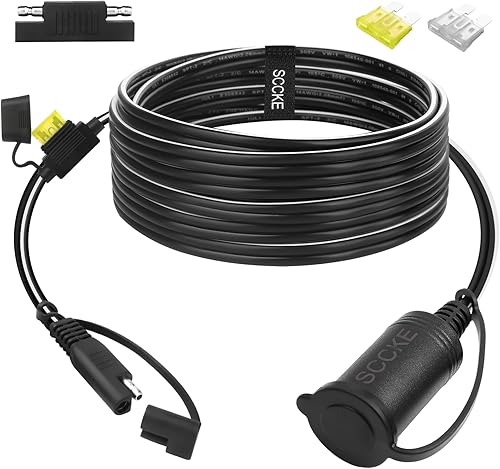 Cable de enchufe de encendedor de cigarrillos SAE a hembra, calibre 14 Sae de 2 pines, conector de desconexión rápida de 12-24 V, 12 pies, 14 AWG