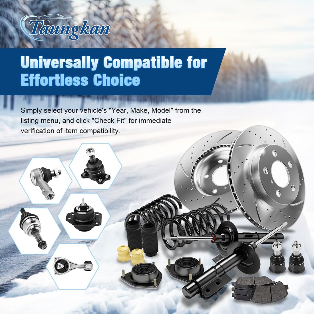 Automotive Replacement Parking Brake Shoe 1PC for Ford F-450 Super Duty 6.8L 2000 2001 2002 2003 2004