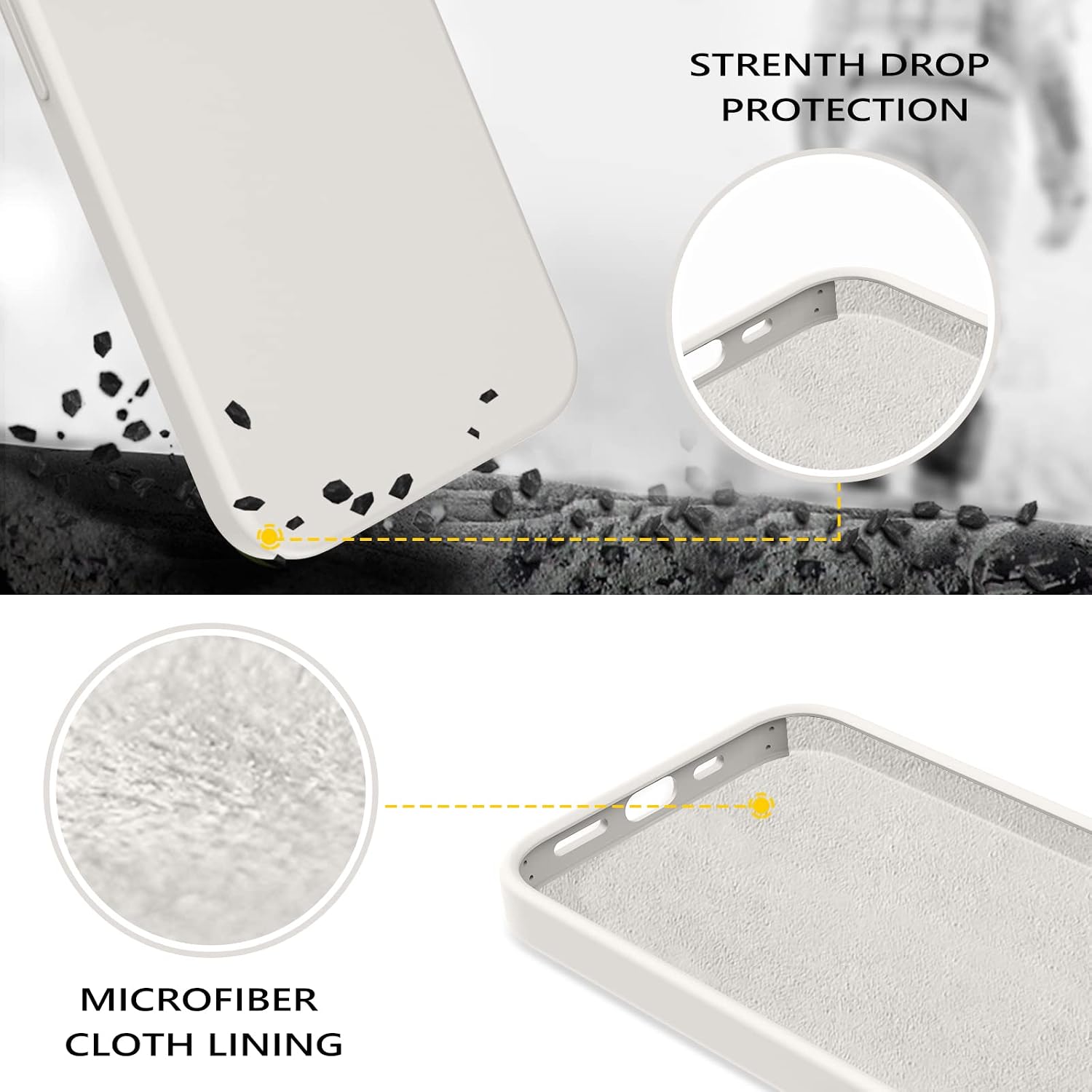 GUAGUA Compatible with iPhone 13 Case 6.1 Inch Liquid Silicone Soft Gel Rubber Slim Thin Microfiber Lining Cushion Texture Cover Shockproof Protective Phone Case for iPhone 13 Stone