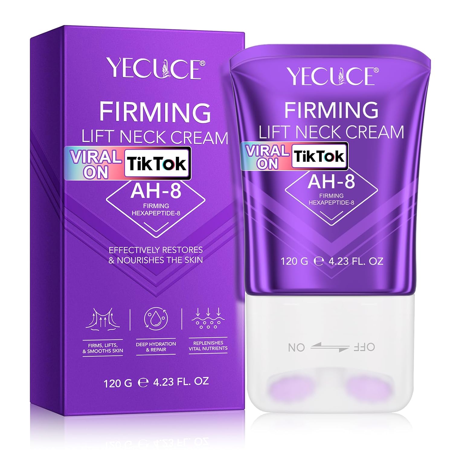 AH-8 Firming Neck Cream for Crepey Skin Body Care Comfort, Neck Firming Cream with Roller, Moisturizing Tightening Lotions Cosmetic Skin Care Skin Repair for Women