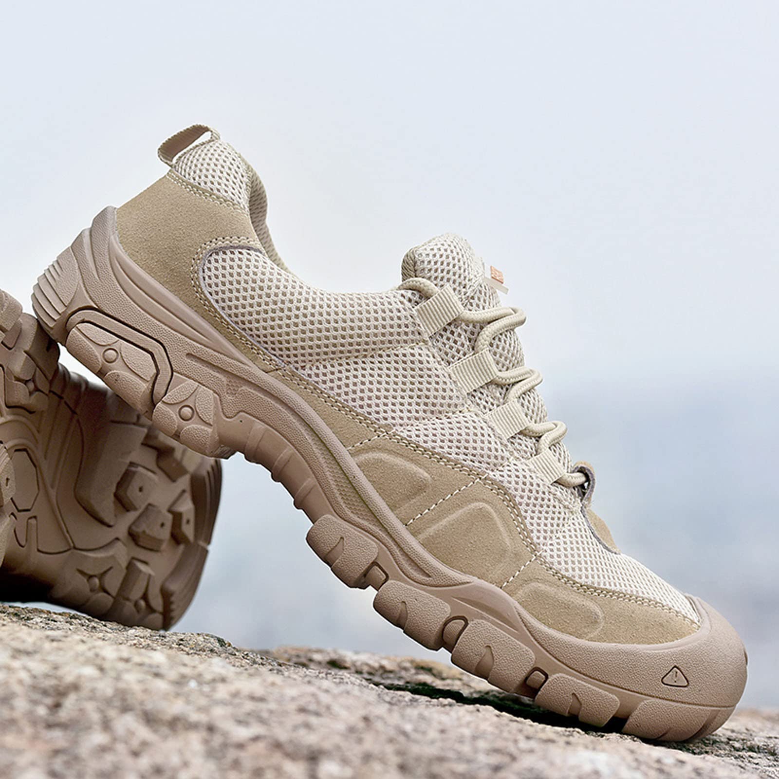 Zapatillas Trekking Hombre,Zapatos Deportivos de Suelas Blandas Ligero Transpirable Zapatillas de Malla con Cordones Cómodos Antideslizante Zapatos de Senderismo Entrenamiento Calzado