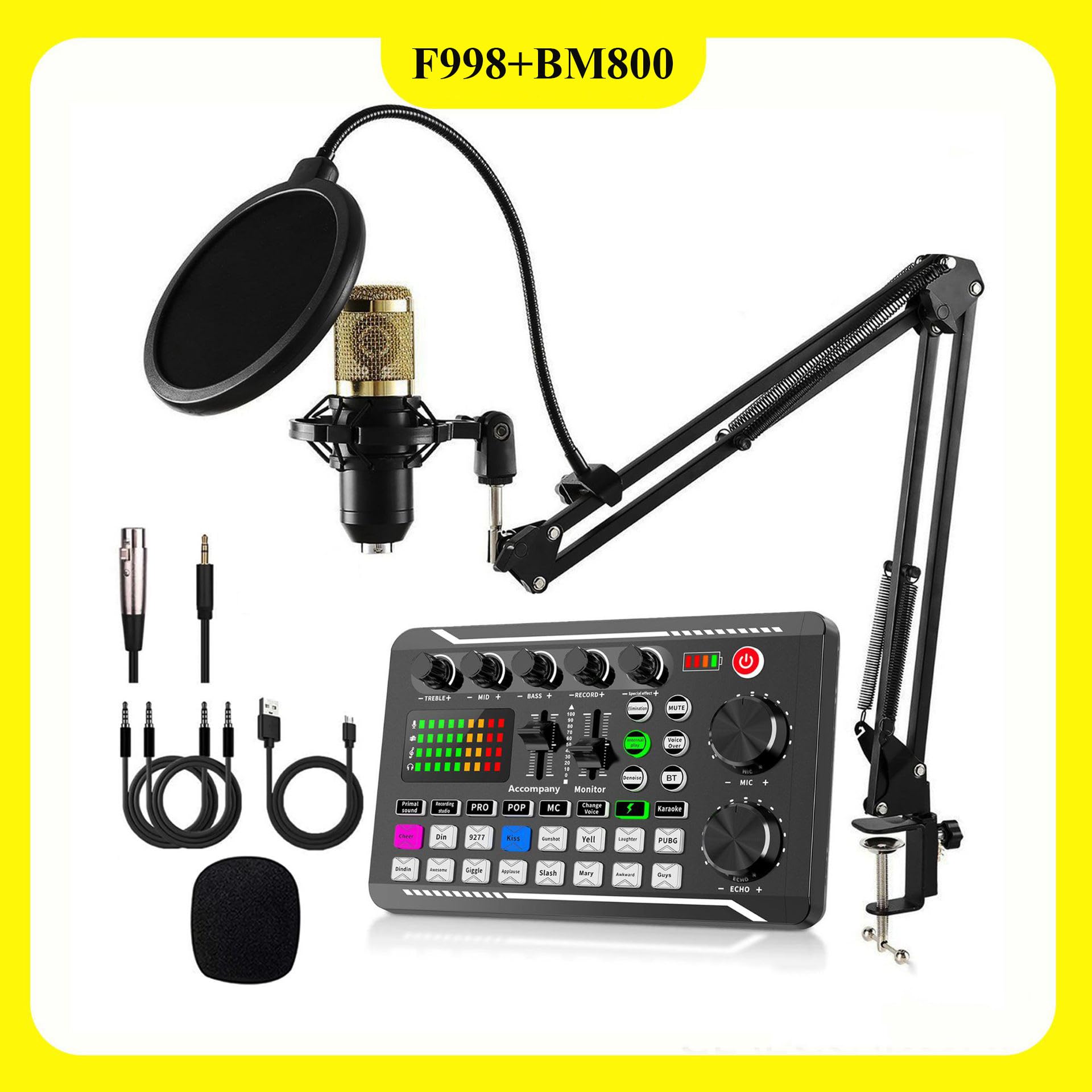 Mini Tablero Mezclador De Sonido Con Bluetooth Cantilever,Con 8 Modos,12 Tonos Eléctricos,4 Cambios De Sonido,16 Efectos De Sonido,Tarjeta De Sonido Para Transmisión En Vivo,Combo1