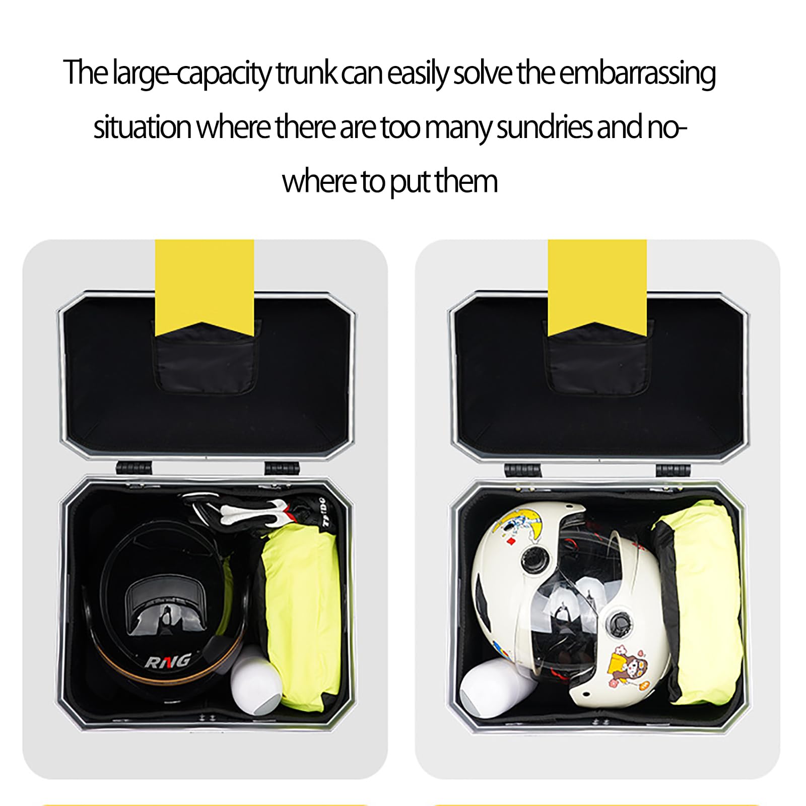 Baúl de Moto con Cierre de Seguridad, Resistente al Agua, Cierre rápido, Accesorios universales para Moto, Adecuado para Guardar Cascos y Equipaje Grande 45L Black