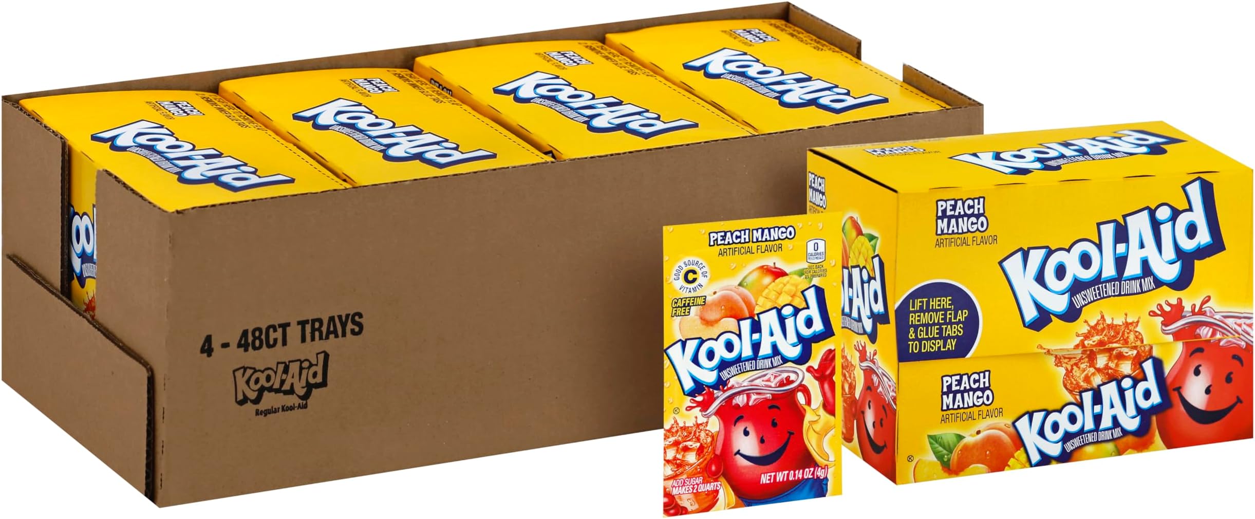 Kool-Aid Unsweetened Caffeine Free Peach Mango Zero Calories Powdered Drink Mix 192 Count Pitcher Packets