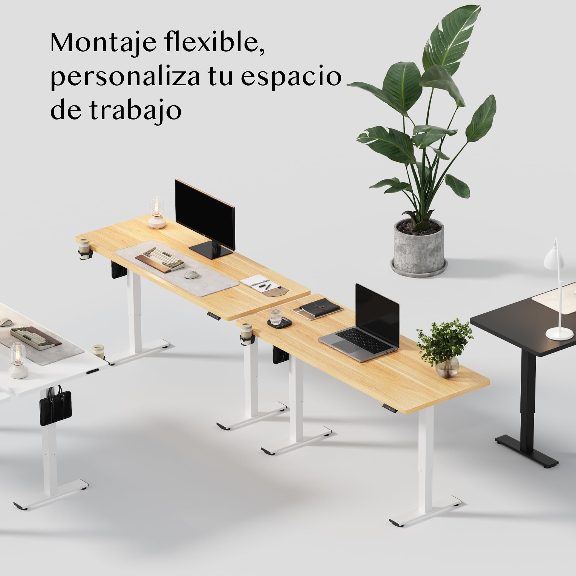 FLEXISPOT Escritorio Elevable Eléctrico 140x60cm, Mesa Escritorio Elevable, Standing Desk Regulable con Memoria, Sistema Anticolisión, Carga 100KG, Mesa Oficina para Casa, Teletrabajo y Gaming, Arce