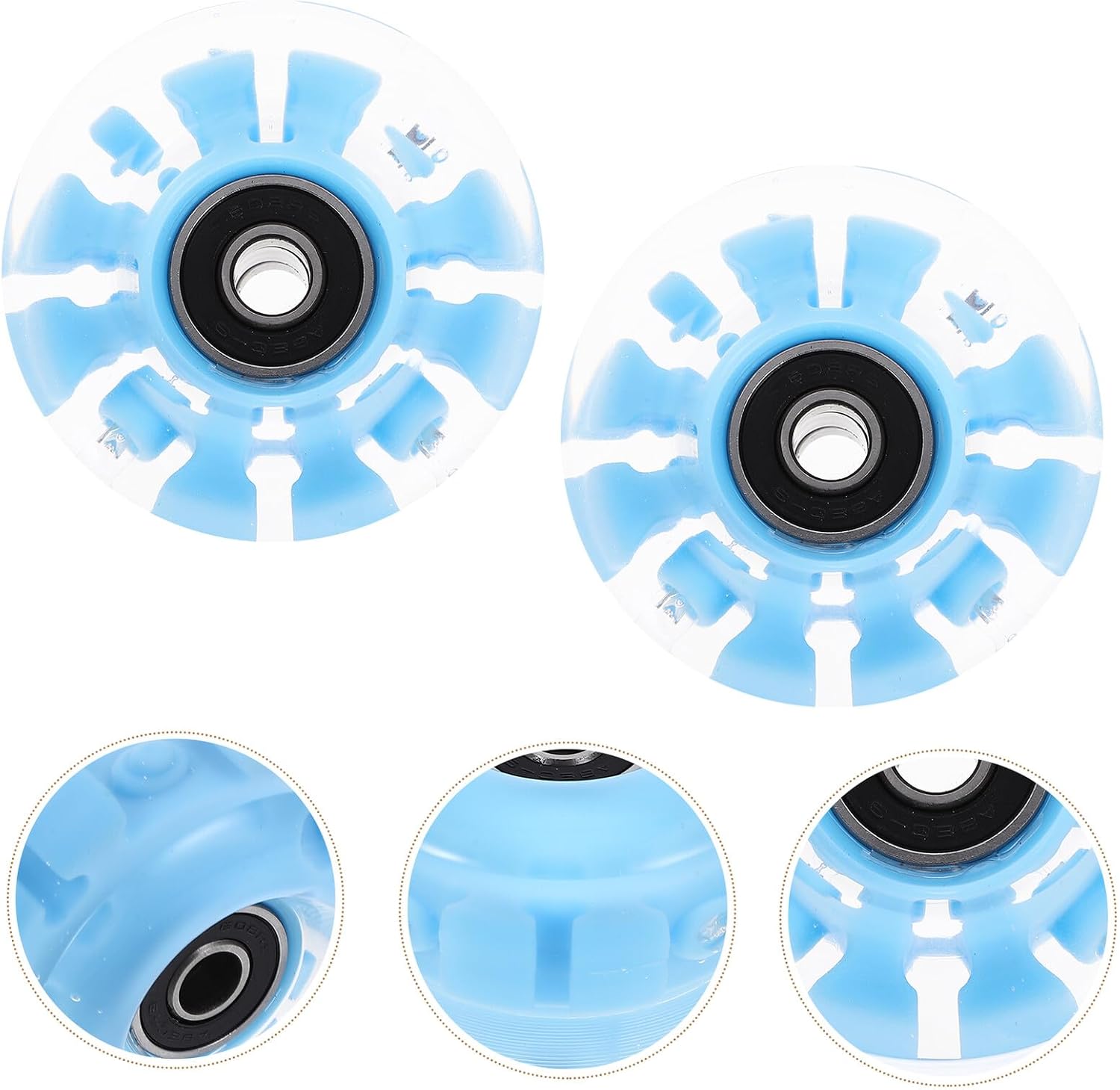 BESPORTBLE 4pcs Luminous Roller Skate Wheels Blue Light up Quad Wheels Outdoor Skating Accessories Replacement Set and Adults