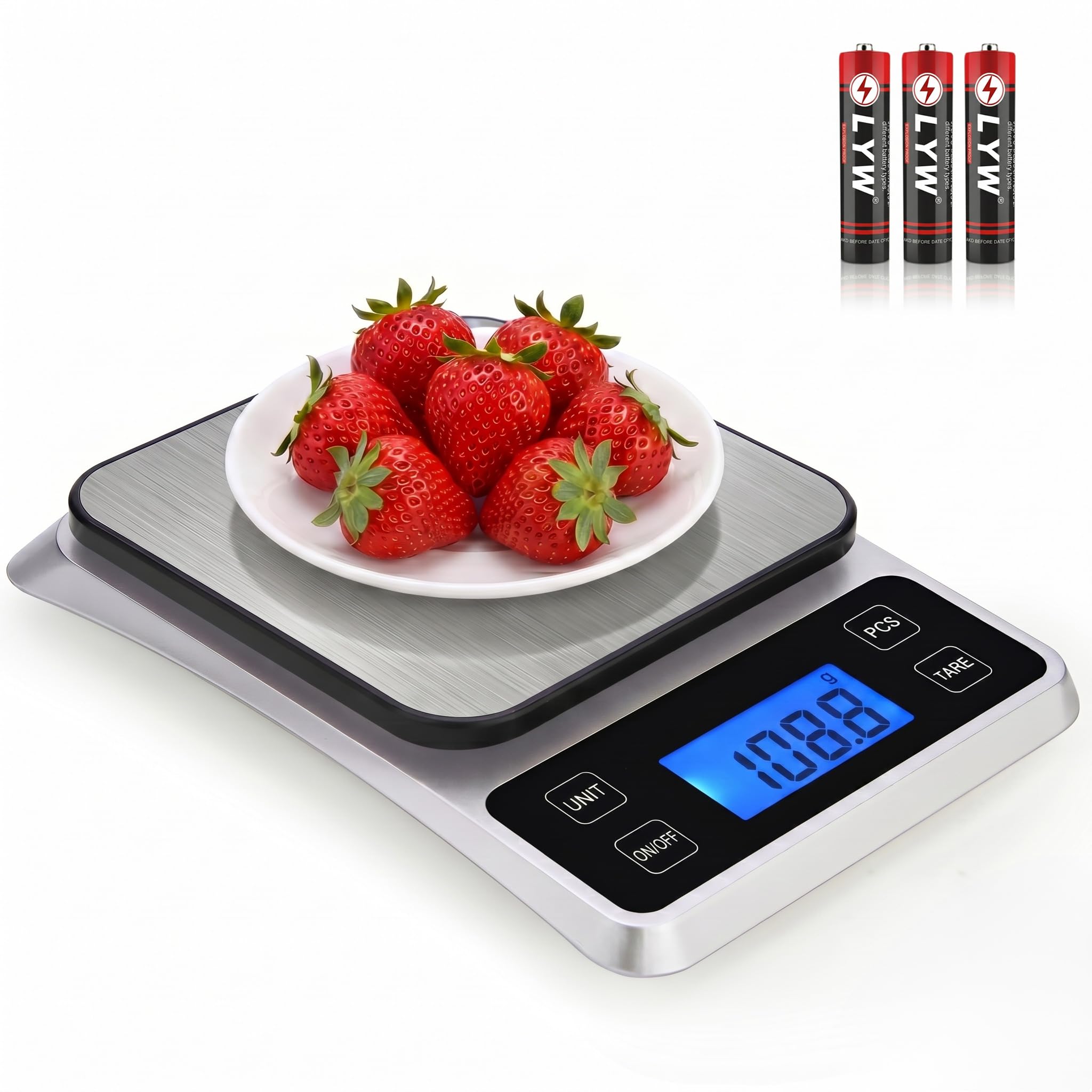 Báscula digital de cocina, báscula electrónica de alta precisión de 0.1 g/0.001 onzas, máximo 5 kg/11 libras, conversión de múltiples unidades, función de apagado automático/tara/conteo, plataforma de