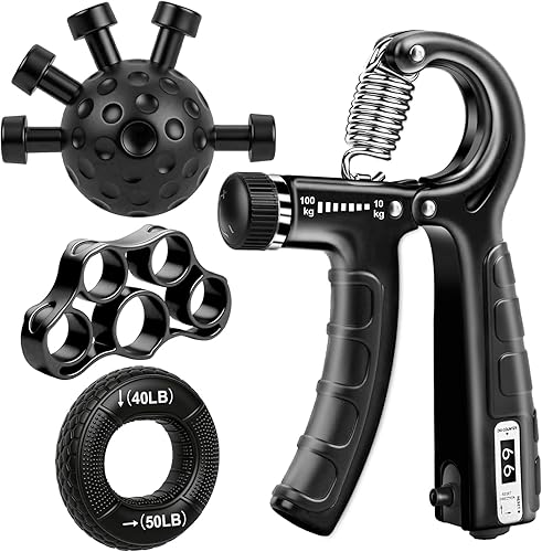 Kit de entrenamiento de fuerza de agarre, fortalecedor de antebrazo de 3 colores y fortalecedor de agarre de mano, ejercitador de dedos y estirador