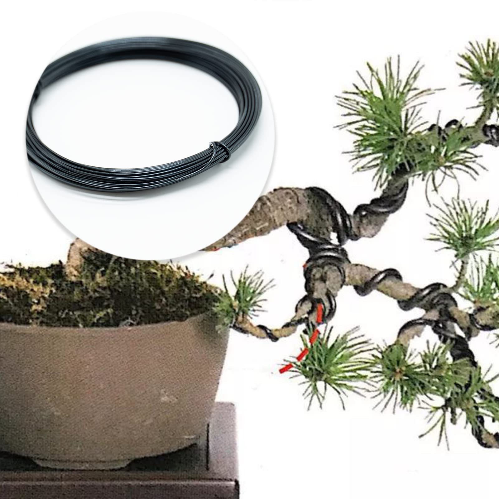 SZXMDKH 8 rotoli di filo per bonsai in alluminio da 1 mm, 500 m in totale, per bonsai e fai da te, con tronchesi (nero, 2 marroni, 2 argento, 2 verdi)