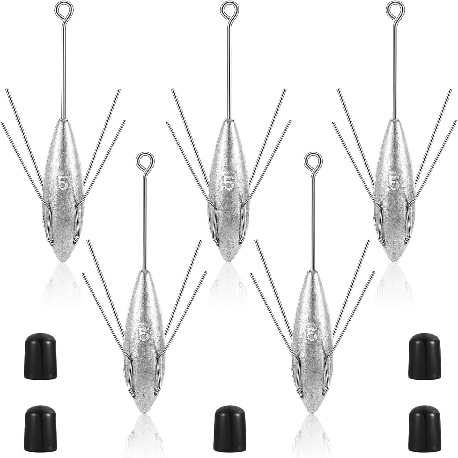 Sotiff 5 Pcs Sputnik Sinker Surf Fishing Weights Fishing Equipment Long Tail Surfing Surf Casting Sinkers Spider Weights for Catfish Near Sea Ocean Ship Breakwater Large River Beach Man Gift