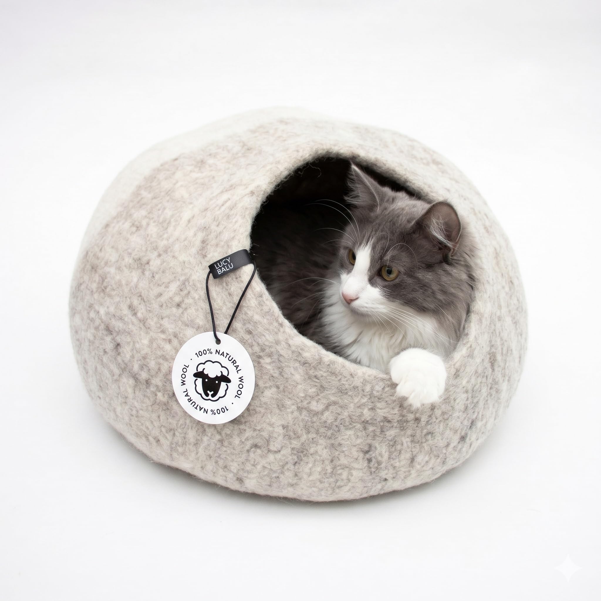 LucyBalu® Catcave Cuccia per gatti in feltro di lana I Grigio chiaro