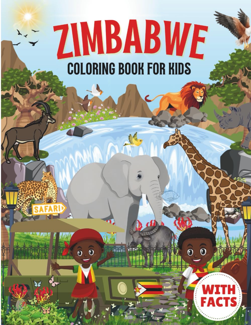 Zimbabwe Coloring Book for kids with facts