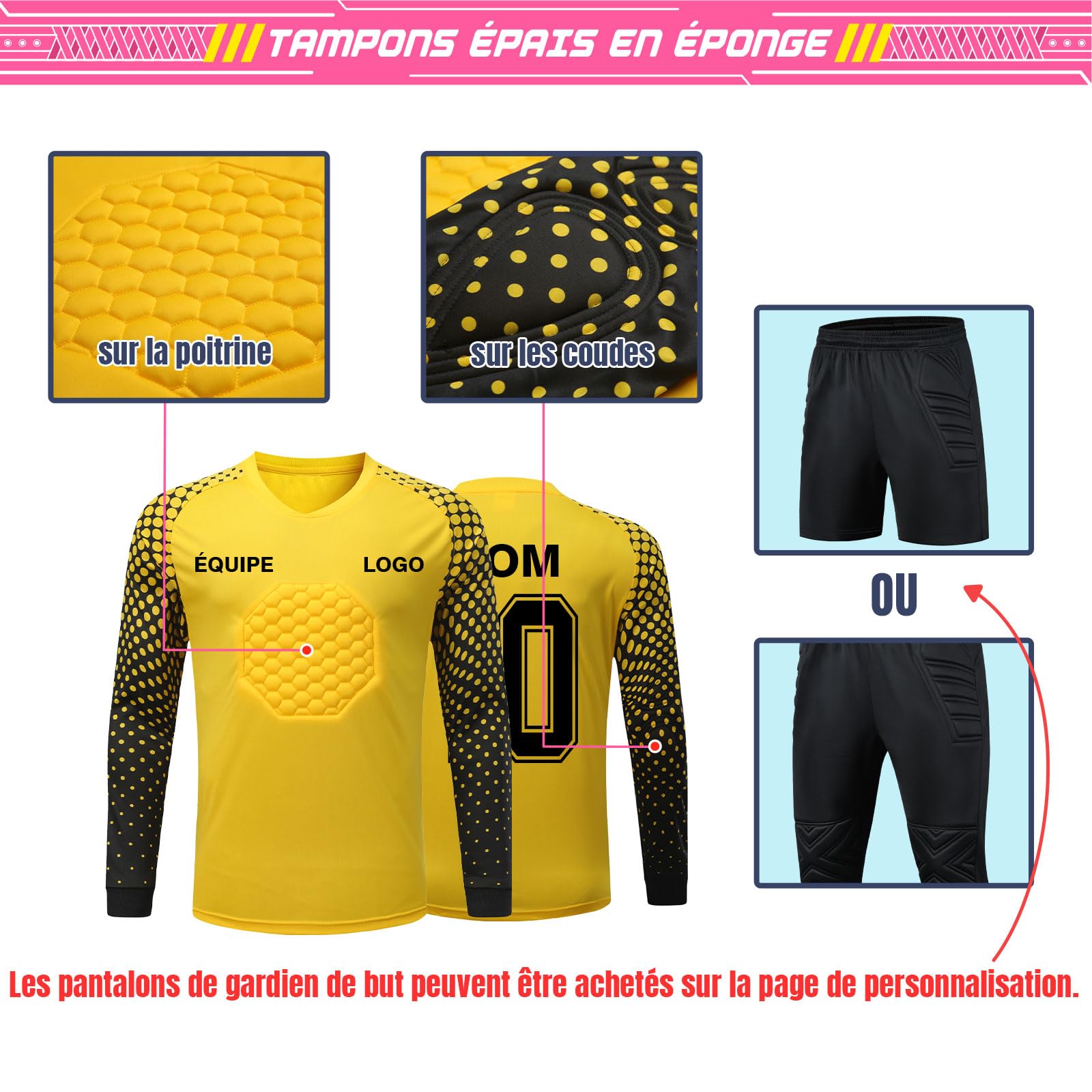 ORYG Maillot de Football Personnalisé pour Jeunes Adultes Enfants Kit Gardien Personnalisé