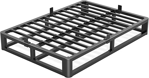 Miniatura 13 de Base de cama de metal de tamaño Queen de 10 pulgadas con patas de esquinas redondas y anti-doblado, listones de acero resistente de 3500 LBS, base