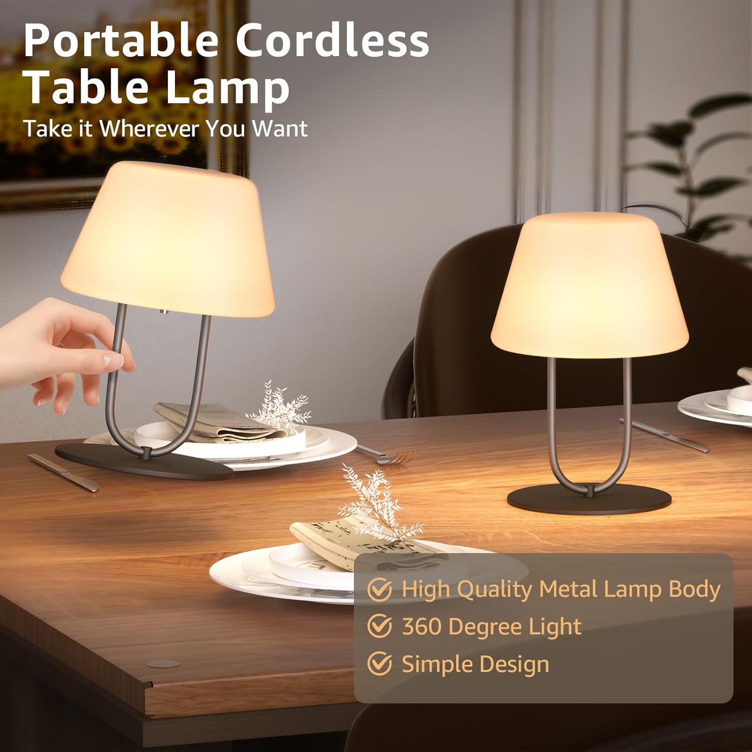 FUYO ベッドサイドテーブルランプ 寝室用 防水 充電式 シャワーランプ 調光可能 タッチコントロールランプ ナイトライト 浴室