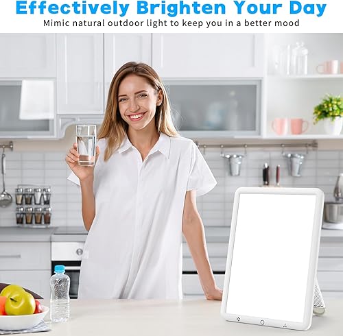 Miniatura 8 de Lámpara de terapia de luz ultrafina sin UV, luz solar artificial de espectro completo 10000 Lux, lámpara de terapia de luz óptica circadiana,