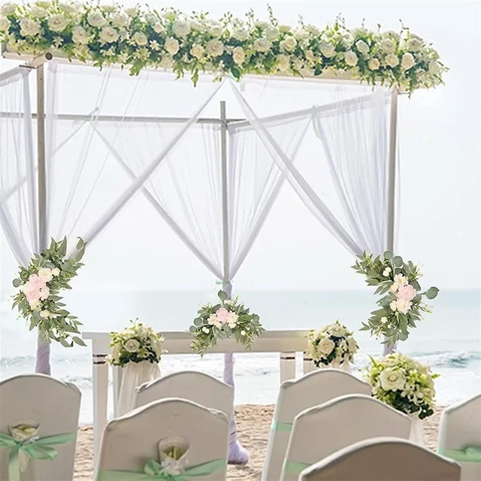 Kit Fiori Artificiali Per Arco Matrimonio 2 fiori for arco nuziale, artificiali romantici for tende trasparenti, cerimonia for pergolato, sedia da matrimonio(White)