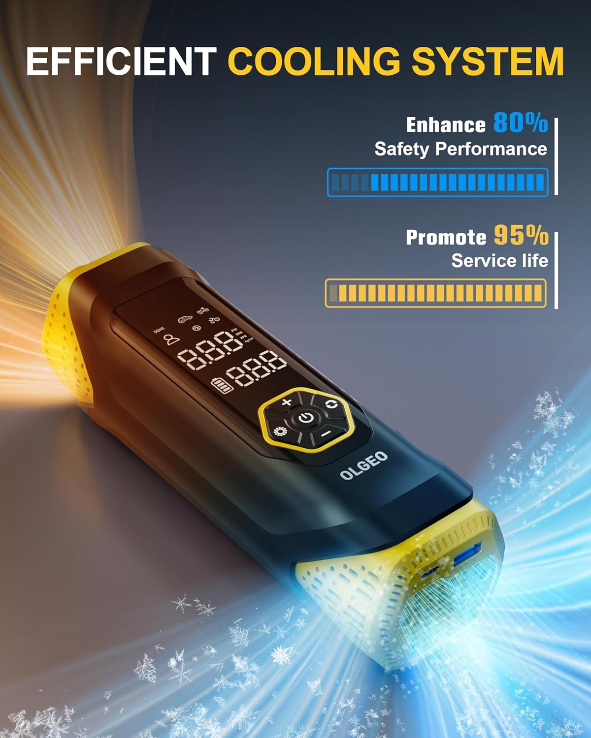 Tire Inflator Portable Air Compressor, 180PSI Cordless 6X Faster Air Pump, Air Compressor with Pressure Gauge, One Click Smart Tire Pump for Car, Motorcycle, Bicycle and Ball(Black) - Image 6